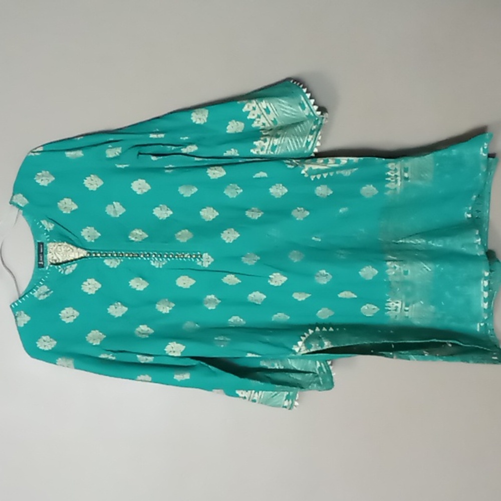 J. Pret Green and Gold Kurti Dress Size Small 10